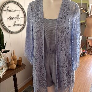 Light Blue Lace Kimono Cover-Up